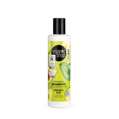 ORGANIC SHOP shampoo riparatore per capelli danneggiati avocado e oliva, 280 ml